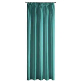 Jednobarevné hotové závěsy Tyrkysový jednobarevný závěs s řasící páskou 140 x 270 cm