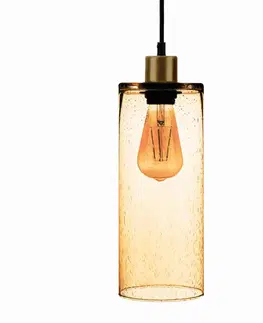 Závěsná světla Euluna Závěsná lampa Válec ze sodového skla žlutý Ø 12cm
