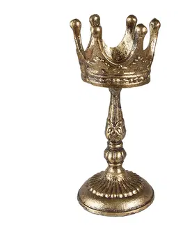 Svícny Zlatý antik kovový svícen na širokou svíčku - Ø 14*29 cm Clayre & Eef 6Y5424