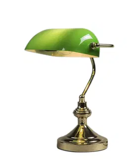 Stolni lampy Chytrá stolní lampa mosazná se zeleným sklem včetně WiFi P45 - Banker