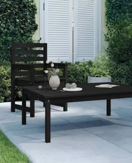 Zahradní stolky Zahradní stůl černý 121 x 82,5 x 45 cm masivní borové dřevo