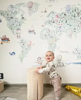Samolepky na zeď Samolepka na zeď - Dětská cestovatelská mapa