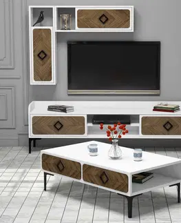 Obývací stěny a sestavy nábytku Set nábytku do obývacího pokoje SAMBA bílý ořech