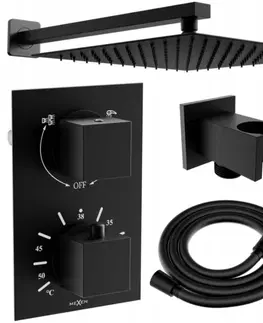 Sprchy a sprchové panely MEXEN/S Cube DR02 podomítkový sprchový SET + slim sprcha 25 cm, černý 77502DR0225-70