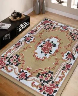 Vintage koberce Krásný světle hnědý koberec s květinovým vzorem Šířka: 120 cm | Délka: 170 cm