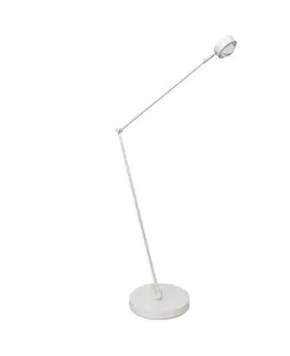 Stojací lampy Lindby Stojací lampa Jyla, bílá, nastavitelná, čočka, 4200K