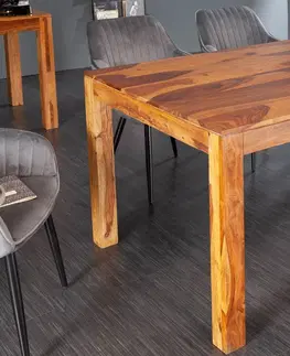 Designové a luxusní jídelní stoly Estila Venkovský obdélníkový jídelní stůl Massive z masivního sheeshamového dřeva hnědá s přírodní kresbou 140 cm