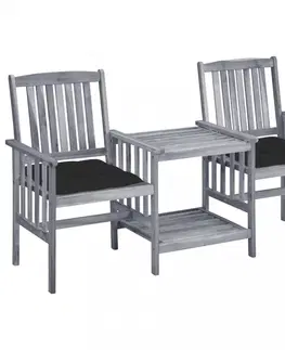 Zahradní židle Zahradní židle se stolkem akácie / látka Dekorhome Černá