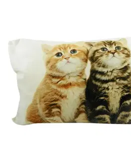 Dekorační polštáře Béžový obdélníkový polštář s kočičkami - 50*10*35cm Mars & More GKHKKBK2