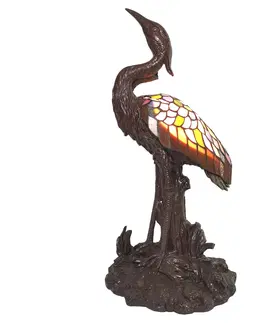 Svítidla Vitrážová stolní lampa Tiffany Pélican - 21*21*53 cm E14/max 1*25W Clayre & Eef 5LL-6064
