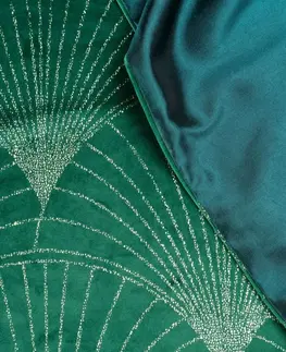 Dekorační ubrusy Sametový středový ubrus s lesklým zeleným potiskem