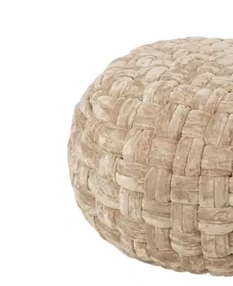 Stoličky Béžový kulatý proplétaný puf Crocheted - Ø 48*35 cm J-Line by Jolipa 12904