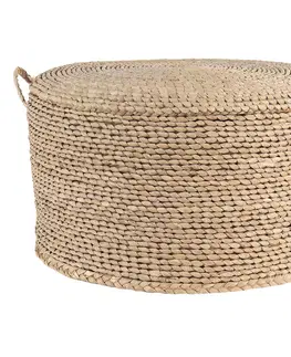 Stoličky Přírodní pletený puf s háčkem - Ø 40*23 cm Clayre & Eef 6RO0509