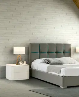 Luxusní a stylové postele Estila Moderní manželská postel Veronica s šedým čalouněním s geometrickým vzorem a s úložným prostorem 140-180cm