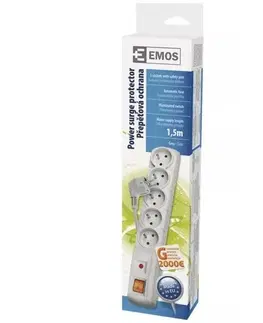 Přepěťové ochrany EMOS Přepěťová ochrana 5Z, 1,5 m, šedá