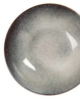 Mísy a misky Šedo béžový keramický hluboký talíř -  Ø 22*5 cm Clayre & Eef 6CE1084
