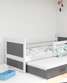 Postele BMS Dětská postel s přistýlkou RICO 2 | bílá 80x190 cm Barva: Šedá