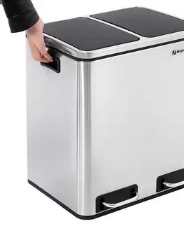 Odpadkové koše SONGMICS Odpadkový koš Rubax 2x15 L  stříbrno-černý