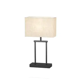 Stolní lampy FISCHER & HONSEL Stolní lampa Ann, obdélník, lněné stínidlo písková