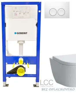 WC sedátka GEBERIT DuofixBasic s bílým tlačítkem DELTA21 + WC LAUFEN PRO LCC RIMLESS + SEDÁTKO 458.103.00.1 21BI LP2