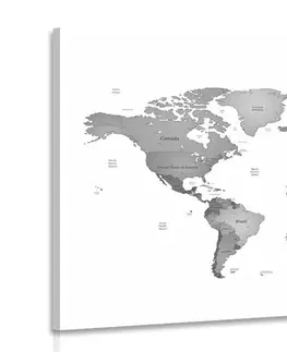 Obrazy mapy Obraz mapa světa v barvách černobílé