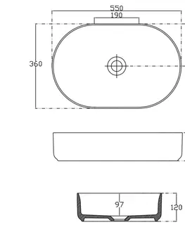 Umyvadla ISVEA INFINITY OVAL keramické umyvadlo na desku, 55x36cm, černá mat 10NF65055-2N