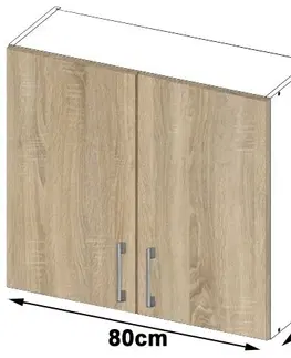 Kuchyňské dolní skříňky Ak furniture Kuchyňská závěsná skříňka W 80cm D2 H720 Artus bílá/sonoma