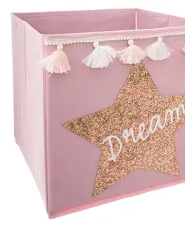 Úložné boxy DekorStyle Textilní koš na hračky Dream růžový