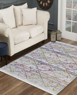 Skandinávské koberce Luxusní krémově bílý koberec s barevným vzorem Šířka: 80 cm | Délka: 150 cm