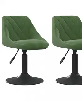 Jídelní sety Otočná jídelní židle 2 ks samet / kov Dekorhome Tmavě zelená