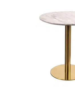 Jídelní stoly Norddan Kulatý jídelní stůl Kane 70 cm imitace mramoru / mosaz