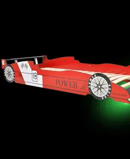 Dětské pokoje Dětská postel závodní auto s LED světlem Dekorhome Červená