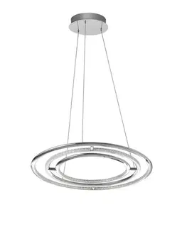 Designová závěsná svítidla Nova Luce Jemné závěsné svítidlo Livorno poseté LED krystaly - pr. 600 x 1200 mm, 55 W, 3900 lm, chrom, tři prstence NV 8107401