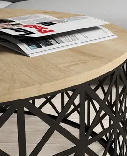 Konferenční stolky Hanah Home Konferenční stolek Selin 90 cm černý/hnědý