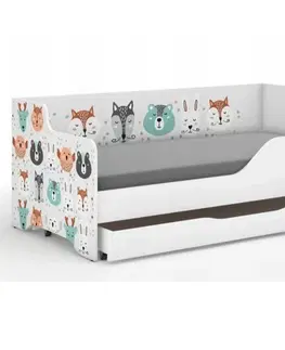Dětské postele Dětská postel s lesními zvířátky 160x80 cm