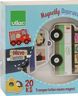 Dřevěné hračky Vilac Dřevěné magnetky TRANSPORT 20 ks