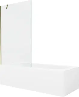 Vany MEXEN/S Vega obdélníková vana 160 x 70 cm s panelem + vanová zástěna 100 cm, transparent, zlatá 550116070X9510000050