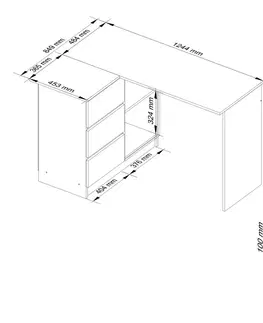 Psací stoly Ak furniture Rohový psací stůl B16 124 cm wenge/bílý levý