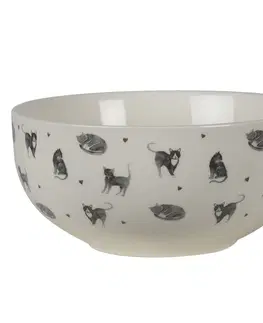 Mísy a misky Béžová porcelánová miska Cats and Kittens – Ø14*7 cm / 500 ml Clayre & Eef AKPU