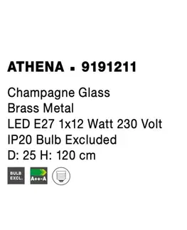 Klasická závěsná svítidla NOVA LUCE závěsné svítidlo ATHENA šampaň sklo mosazný kov E27 1x12W 230V IP20 bez žárovky 9191211