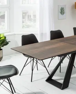 Designové a luxusní jídelní stoly Estila Hnědý designový rozkládací jídelní stůl Laguna s industriálními nohami 180 / 230cm