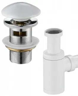 Sifony k pračkám MEXEN/S Umyvadlový sifon s výpustí click-clack s keramickou zátkou s přepadem, bílý 7992050-25