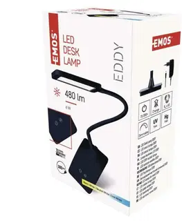 Stolní lampy do kanceláře EMOS LED stolní lampa Eddy, černá 1538150200