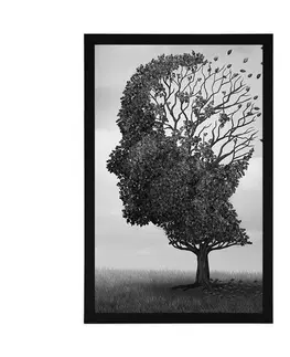Černobílé Plakát strom v podobě obličeje