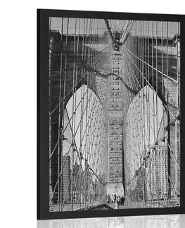 Černobílé Plakát most Manhattan v New Yorku černobílém provedení
