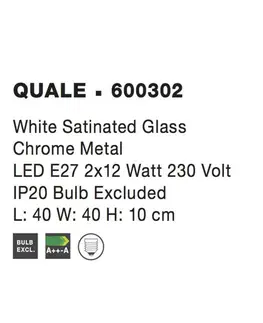 Klasická stropní svítidla NOVA LUCE stropní svítidlo QUALE matné bílé sklo chromovaný kov E27 2x12W 600302
