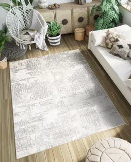 Moderní koberce Krémový designový koberec se světle šedým vzorem Šířka: 80 cm | Délka: 150 cm