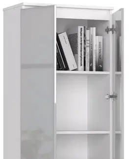 Šatní skříně Ak furniture Skříň Rexa 60 cm bílá/šedá lesklá