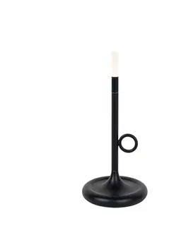Stolni lampy Venkovní stolní lampa černá včetně LED s dobíjecím dotykovým stmívačem - Sjarel