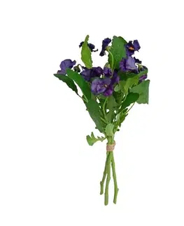 Květiny Umělý svazek Macešek tmavě fialová, 37 cm